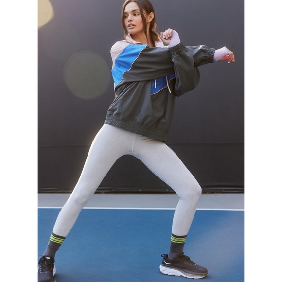 Free People Movement Walk The Line Colorblock Pullover in Blue/Pink Small - Picture 2 of 8